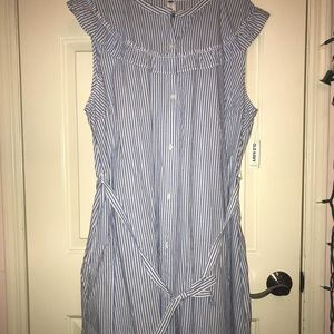 Old Navy button up blue stripe dress. NWT.